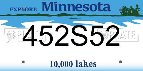 452S52 Minnesota License Plate