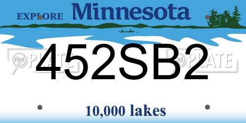 452SB2 Minnesota License Plate