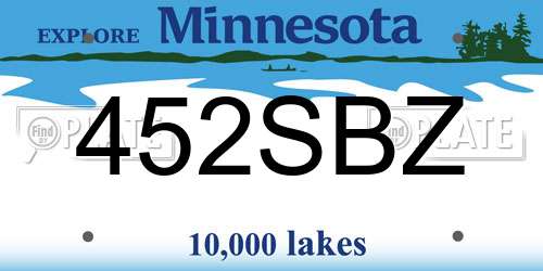 452SBZ Minnesota License Plate