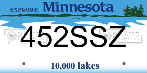 452SSZ Minnesota License Plate