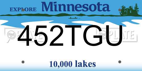 452TGU Minnesota License Plate