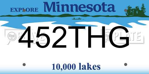 452THG Minnesota License Plate