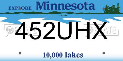452UHX Minnesota License Plate