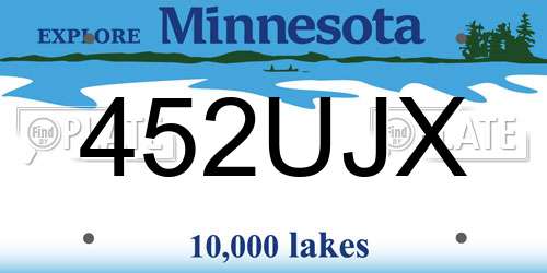 452UJX Minnesota License Plate