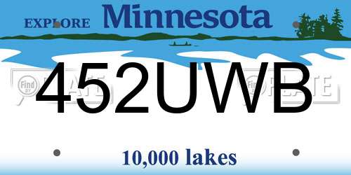 452UWB Minnesota License Plate