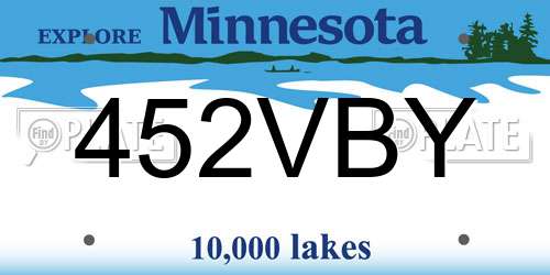 452VBY Minnesota License Plate
