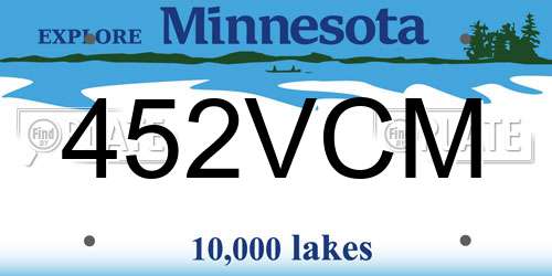 452VCM Minnesota License Plate