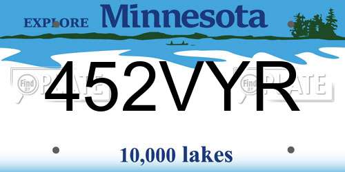452VYR Minnesota License Plate