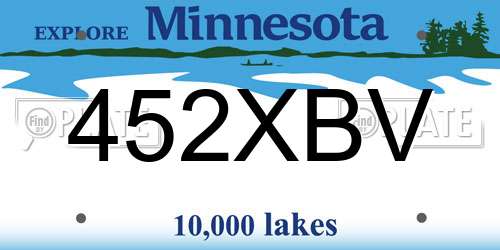452XBV Minnesota License Plate