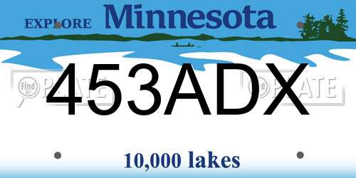 453ADX Minnesota License Plate