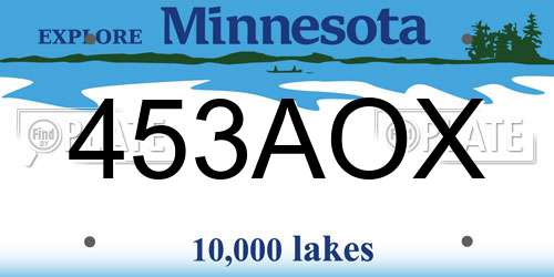 453AOX Minnesota License Plate