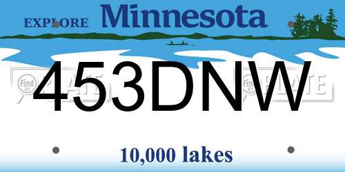 453DNW Minnesota License Plate
