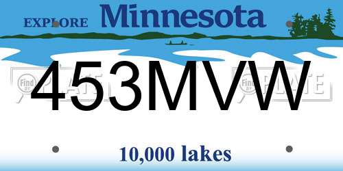 453MVW Minnesota License Plate