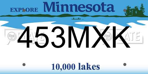 453MXK Minnesota License Plate