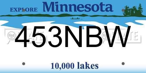 453NBW Minnesota License Plate