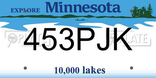 453PJK Minnesota License Plate