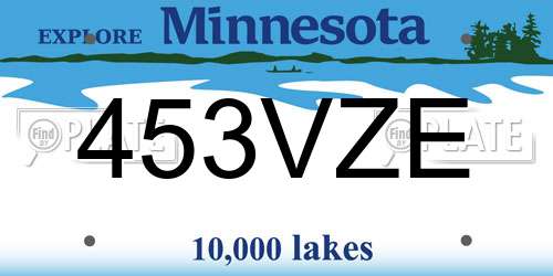 453VZE Minnesota License Plate