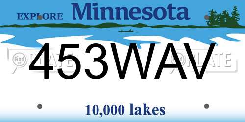 453WAV Minnesota License Plate
