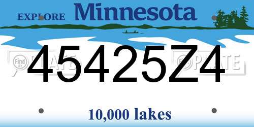 45425Z4 Minnesota License Plate