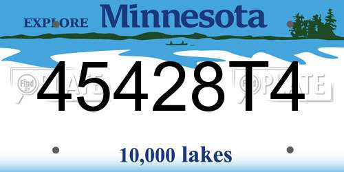45428T4 Minnesota License Plate