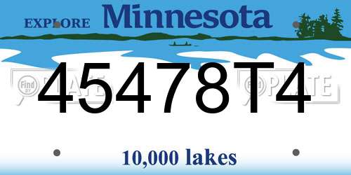 45478T4 Minnesota License Plate