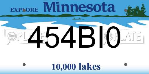 454BI0 Minnesota License Plate