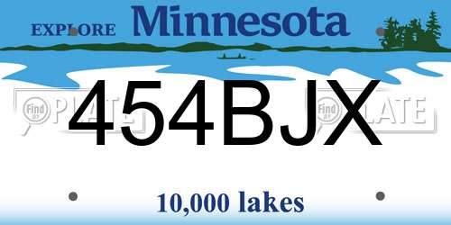 454BJX Minnesota License Plate
