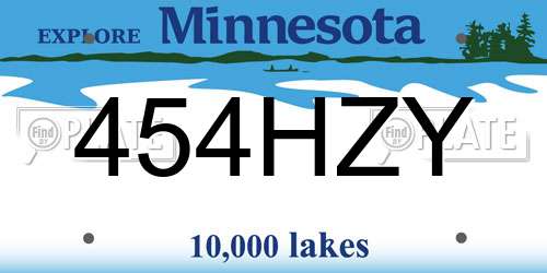 454HZY Minnesota License Plate