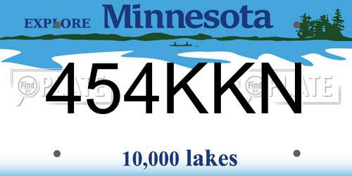 454KKN Minnesota License Plate