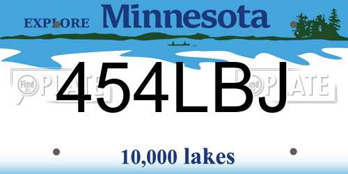454LBJ Minnesota License Plate