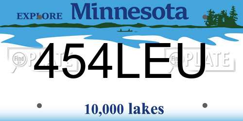 454LEU Minnesota License Plate