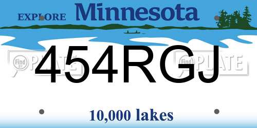 454RGJ Minnesota License Plate