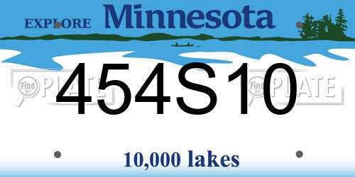 454S10 Minnesota License Plate