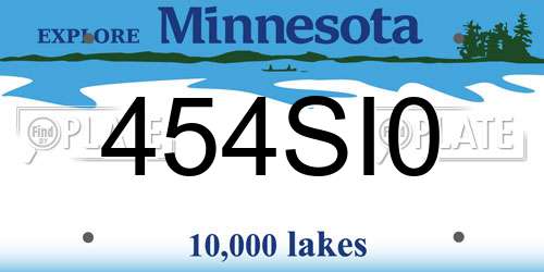 454SI0 Minnesota License Plate