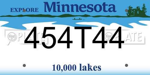 454T44 Minnesota License Plate