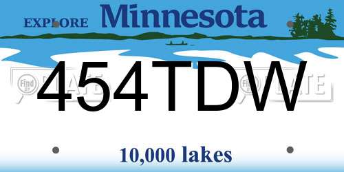 454TDW Minnesota License Plate