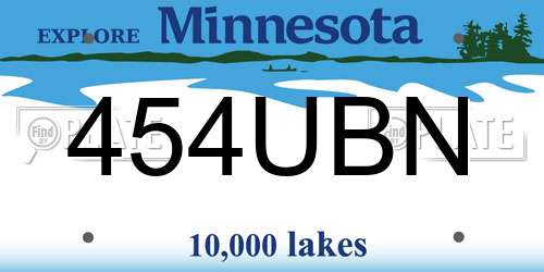 454UBN Minnesota License Plate