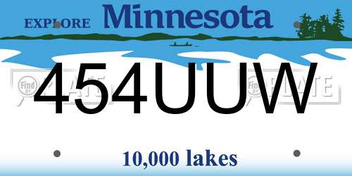 454UUW Minnesota License Plate