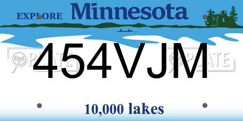 454VJM Minnesota License Plate