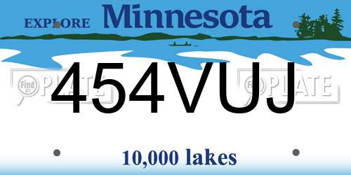 454VUJ Minnesota License Plate