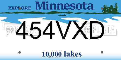 454VXD Minnesota License Plate