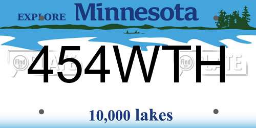 454WTH Minnesota License Plate
