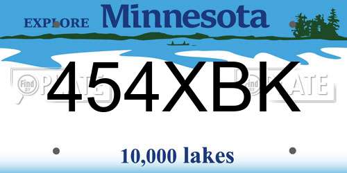454XBK Minnesota License Plate