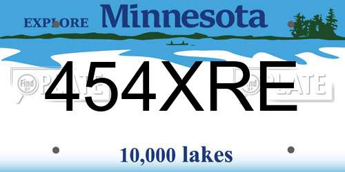 454XRE Minnesota License Plate