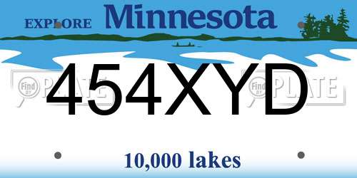 454XYD Minnesota License Plate