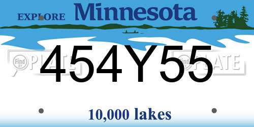 454Y55 Minnesota License Plate