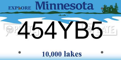 454YB5 Minnesota License Plate