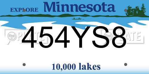 454YS8 Minnesota License Plate