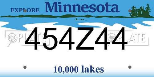 454Z44 Minnesota License Plate