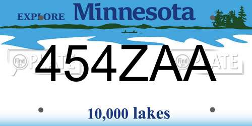 454ZAA Minnesota License Plate